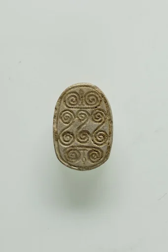 Scarab Incised with Hieroglyphs and Scrolls