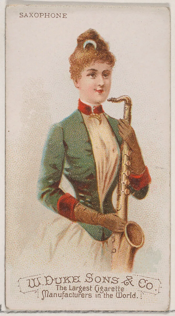 Saxophone, from the Musical Instruments series (N82) for Duke brand cigarettes — W. Duke, Sons & Co.|Schumacher & Ettlinger