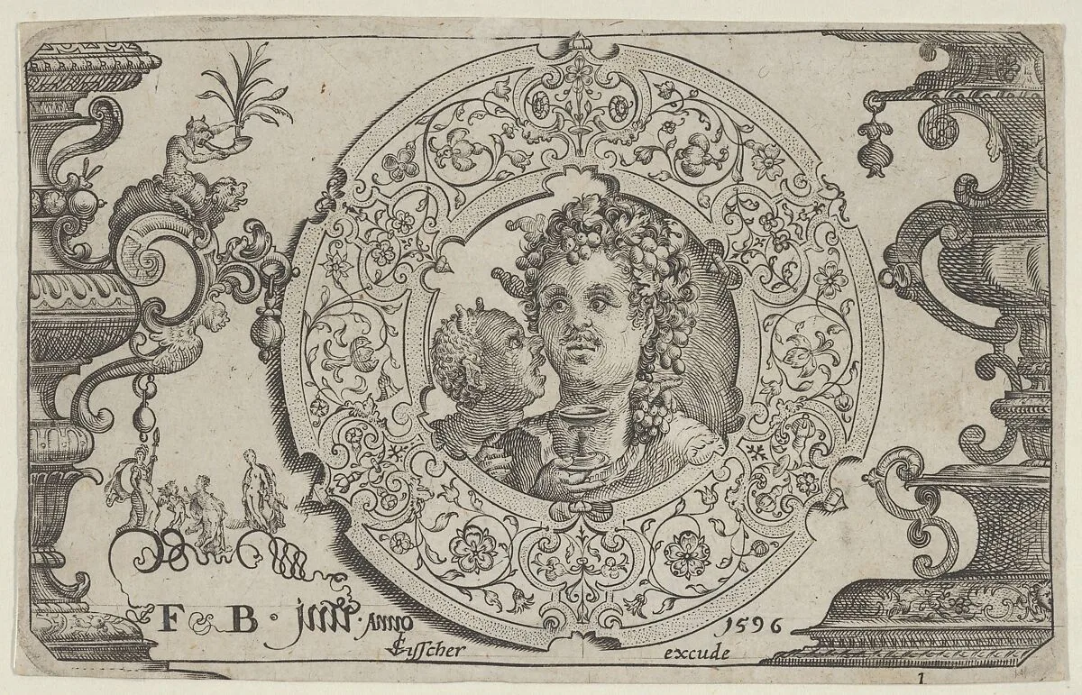 Horizontal Panel with Bacchus in a Medallion — Floris Balthasarsz van Berckenrode|Claes Jansz. Visscher