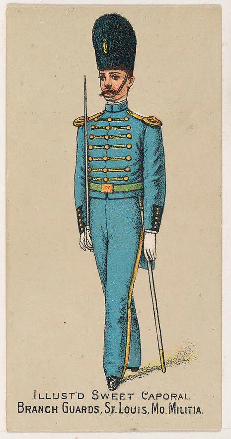 Branch Guards, St. Louis, Missouri Militia, from the Military Series (N224) issued by Kinney Tobacco Company to promote Sweet Caporal Cigarettes — Kinney Brothers Tobacco Company