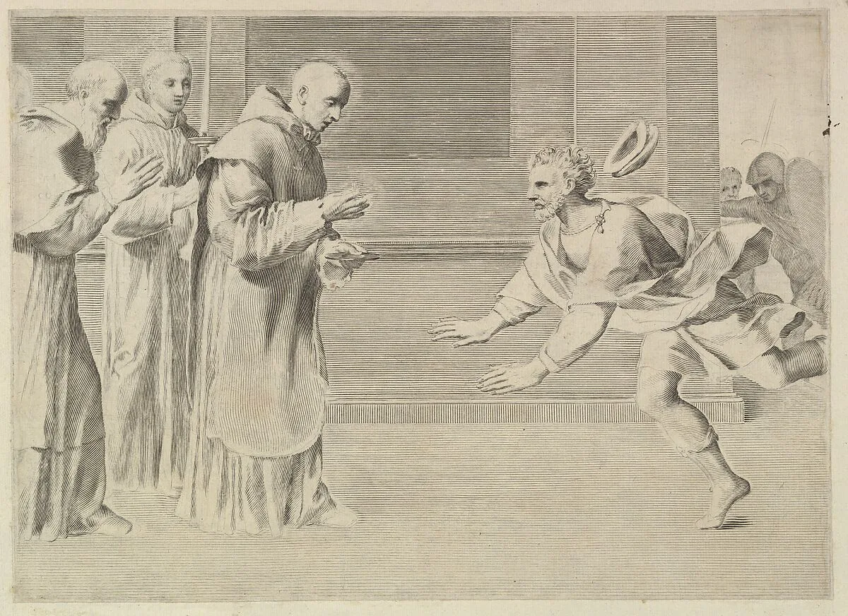 St. William, Duke of Aquitaine, Converted by St. Bernard — Claude Mellan