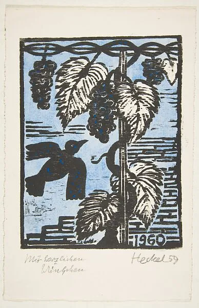 29. Jahresblatt: Vogel und Trauben — Erich Heckel