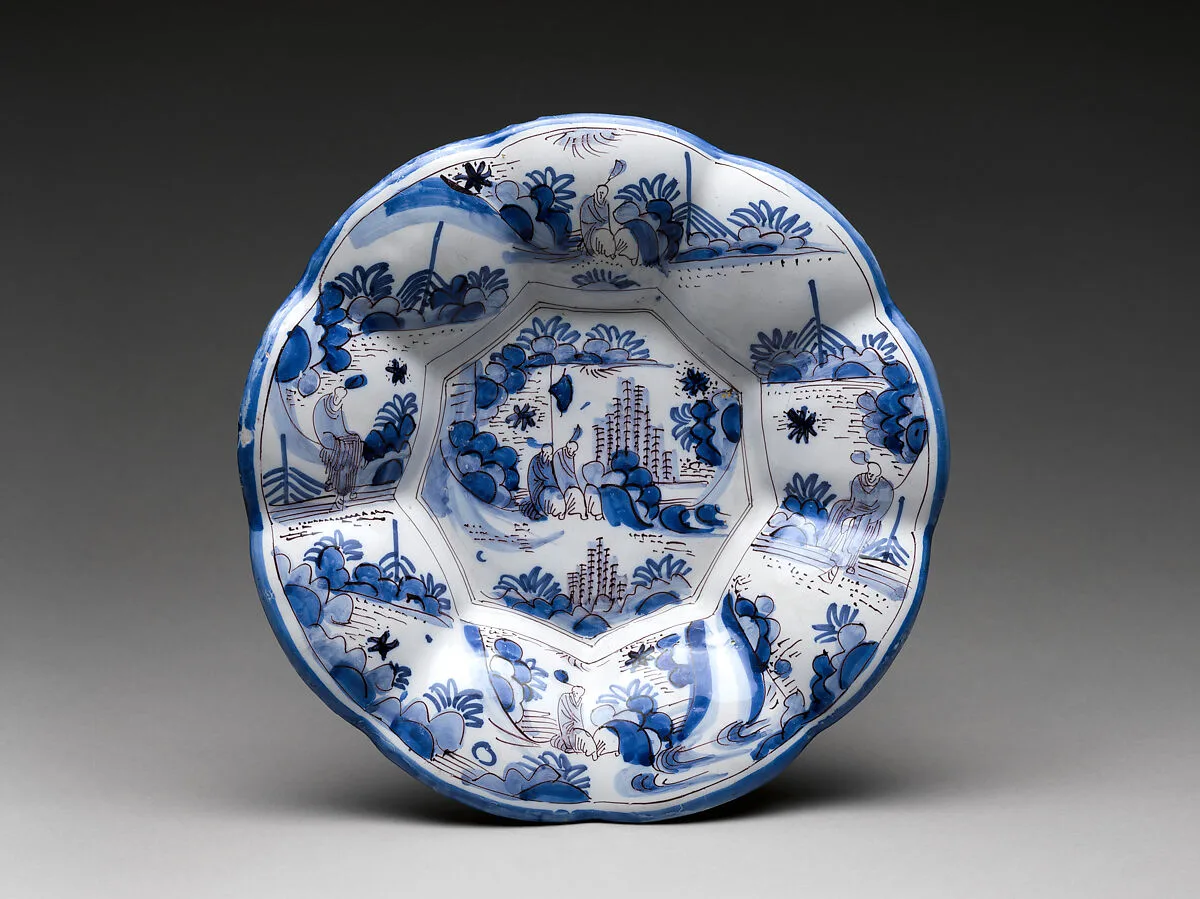 Dish with figures in a landscape — Unknown