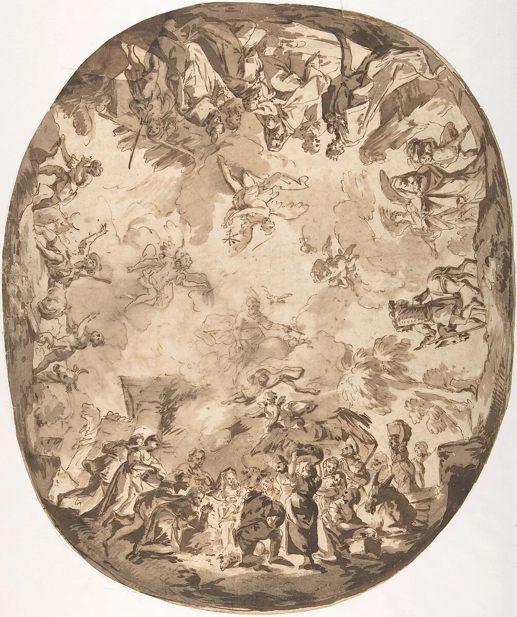 Design for an Oval Ceiling with Four New Testament Scenes — Bartolommeo Tarsia