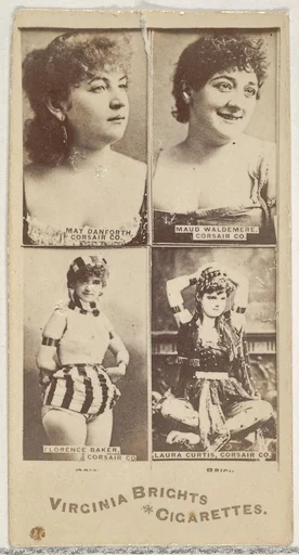 May Danforth, Corsair Co./ Maud Waldemere, Corsair Co./ Florence Baker, Corsair Co./ Laura Curtis, Corsair Co., from the Actors and Actresses series (N45, Type 4) for Virginia Brights Cigarettes