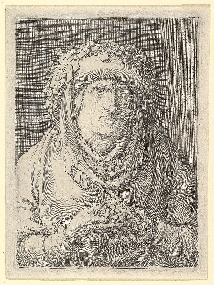 Old Woman With Grapes — Lucas van Leyden