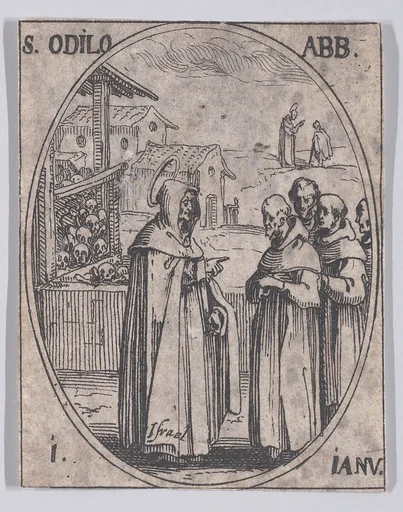 S. Odilon, abbé (St. Odilo, Abbot), January 1st, from "Les Images De Tous Les Saincts et Saintes de L'Année" (Images of All of the Saints and Feast Days of the Year)