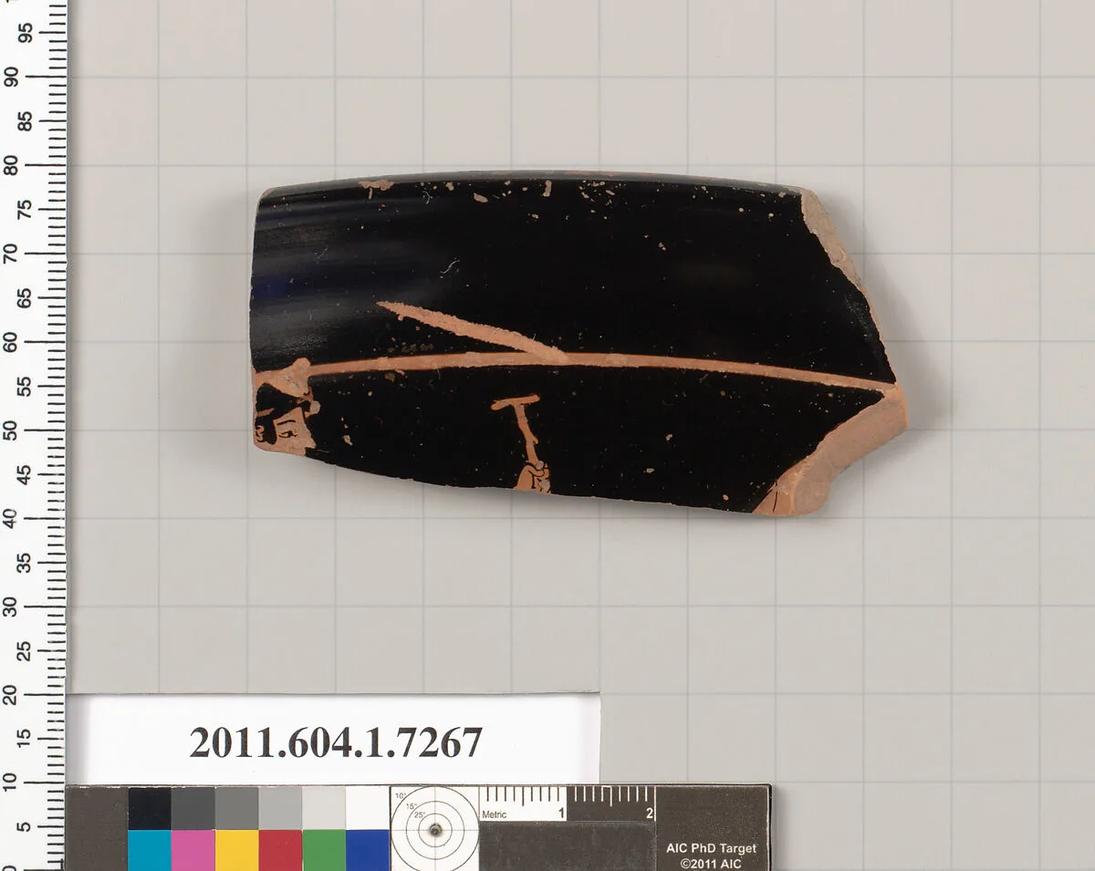 Terracotta rim fragment of a kylix (drinking cup) — Makron