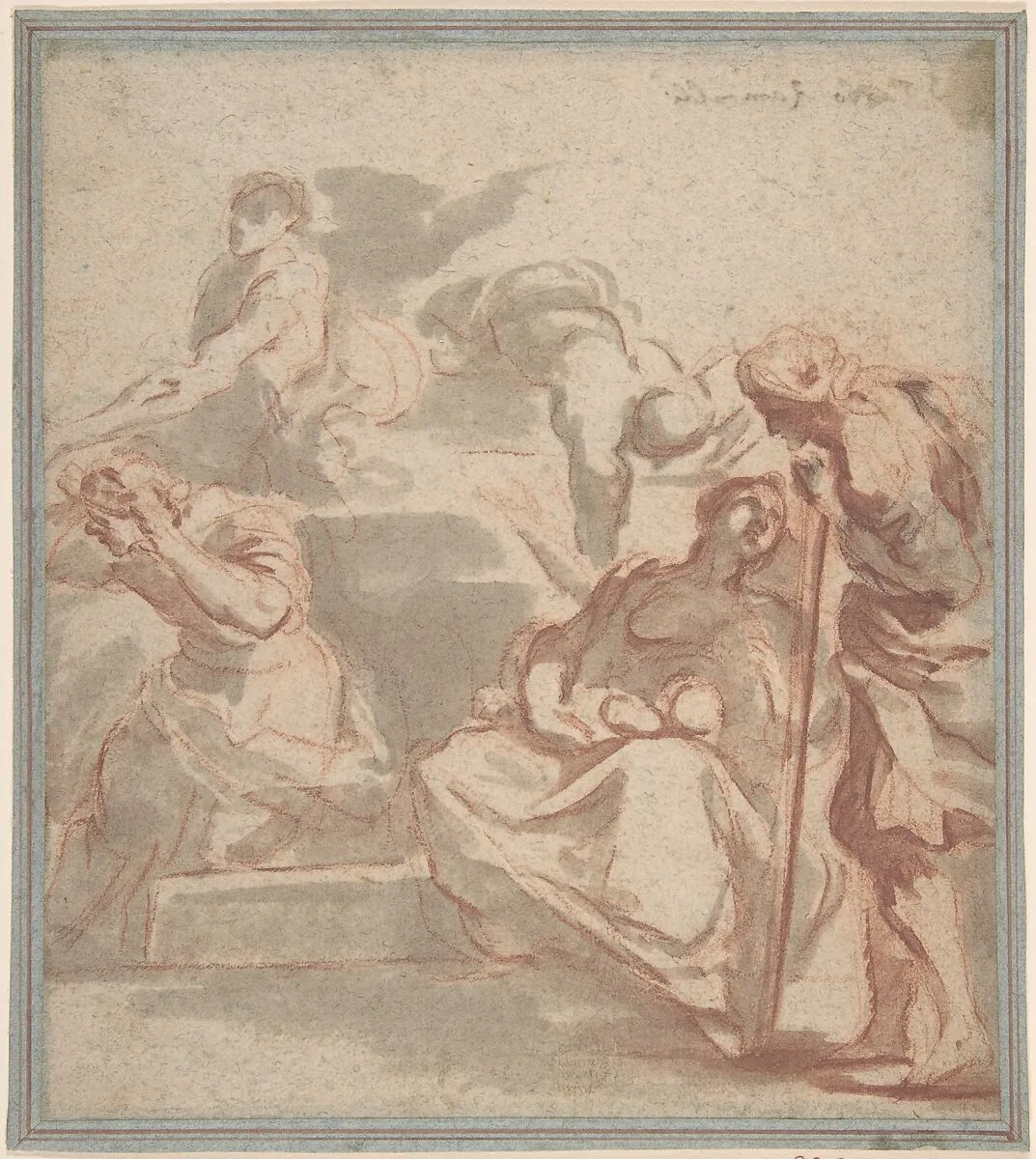 Scene with Woman and Child, and Beggar — Anonymous, Italian, Roman-Bolognese, 17th century