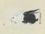 清/現代　齊白石　雙兔圖　軸|Two Rabbits