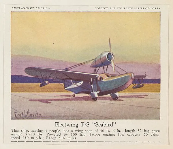 Fleetwing F-S "Seabird", collector card from the Airplanes of America series (D2), issued by the Kelley Baking Company to promote Kelley's Bread — Kelley Baking Company
