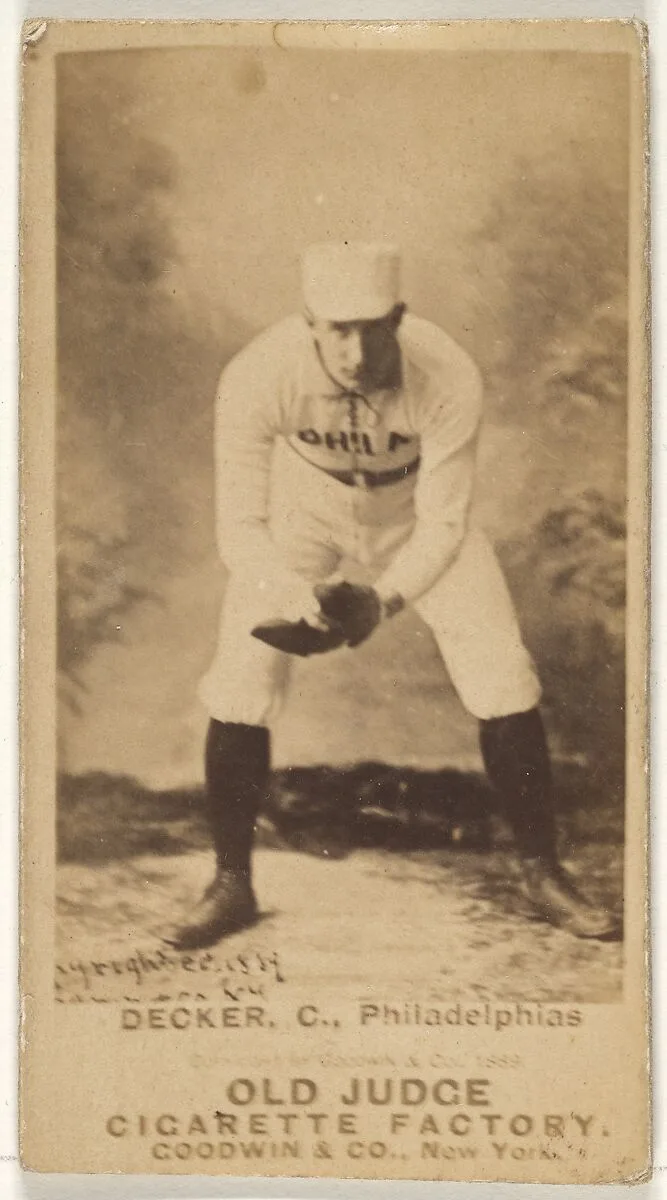 Decker, Catcher, Philadelphia, from the Old Judge series (N172) for Old Judge Cigarettes — Goodwin & Company