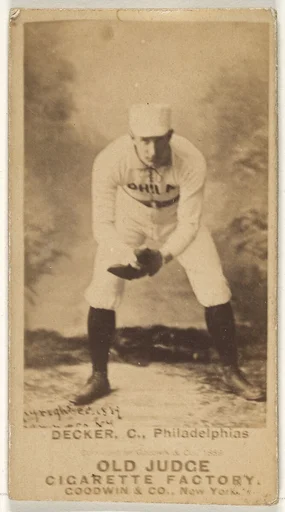 Decker, Catcher, Philadelphia, from the Old Judge series (N172) for Old Judge Cigarettes