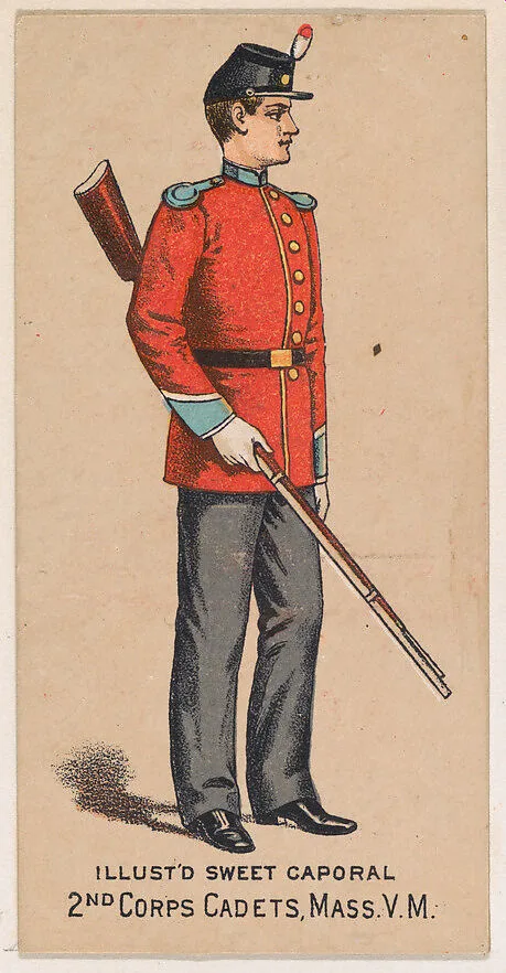 2nd Corp Cadets, Massachusetts, V.M., from the Military Series (N224) issued by Kinney Tobacco Company to promote Sweet Caporal Cigarettes — Kinney Brothers Tobacco Company