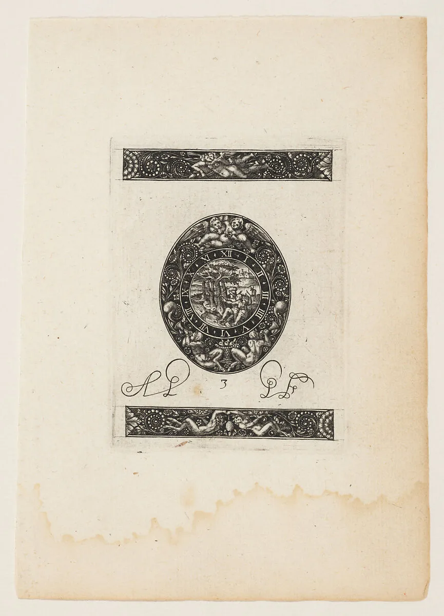 Oval Watch Plate with Diana and Endymion (?) startled, from a Series of Six Designs for Watch Cases — Antoine Jacquard