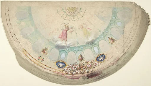 Half of a Circular Ceiling Design with Nymphs