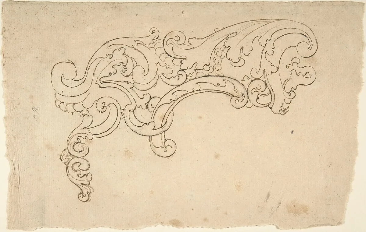 Design of Scroll (Part of a Cartouche ?) — Anonymous, Italian, Piedmontese, 18th century