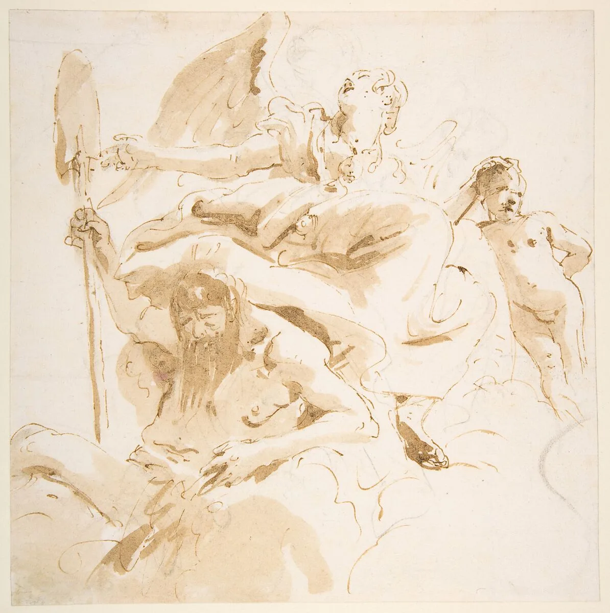 Winged Female Figure, River God, and a Nude Boy — Giovanni Battista Tiepolo