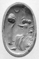 Stamp seal (grooved oval base with ribbed handle) with cultic scene
