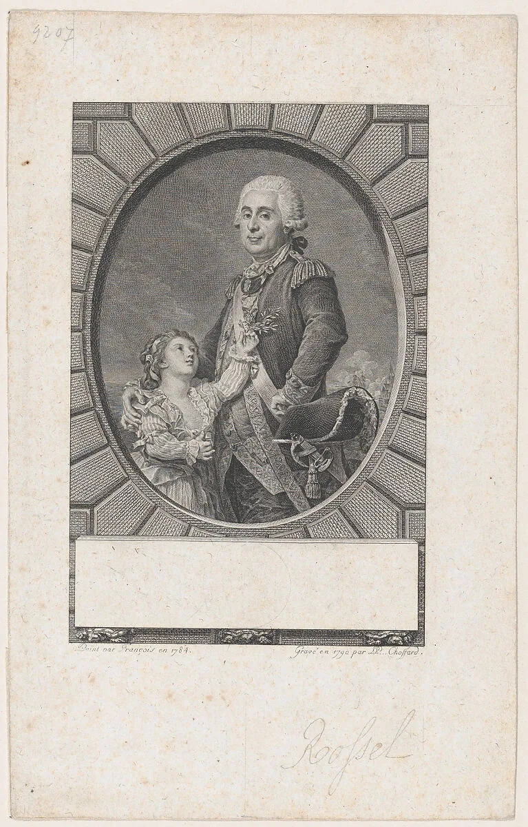 Potrait of Marquis Auguste-Louis Rossel de Cercy (1736-1804) with his daughter — Pierre Philippe Choffard
