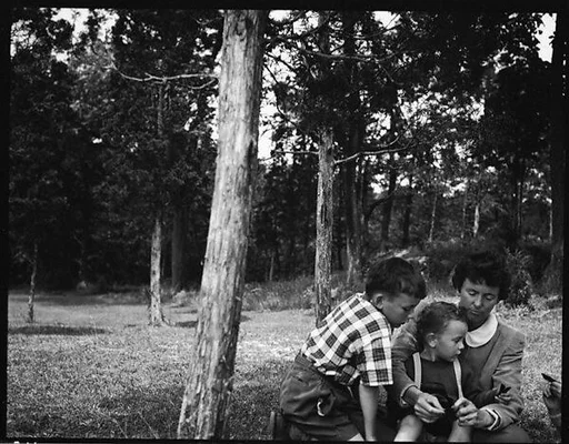 [Emily Workum and Her Children on Lawn, Bedford Village, New York]