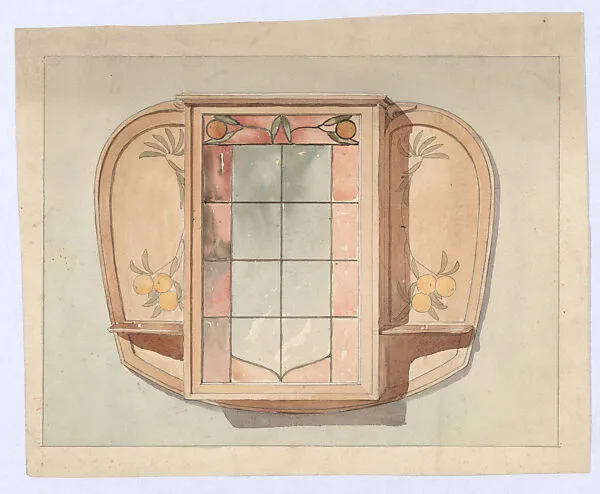 Design for a Wall-Mounted Cabinet Decorated with a Motif of Oranges — Edward Colonna|Georges de Feure