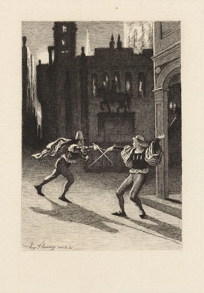 La Rouerie de Dame Simone, plate 7 from "The Decameron" — Giovanni Boccaccio|Léopold Flameng