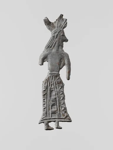 Lead figure of a woman with wreath