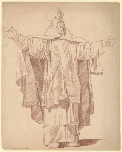 Standing Ecclesiastic With Arms Upraised