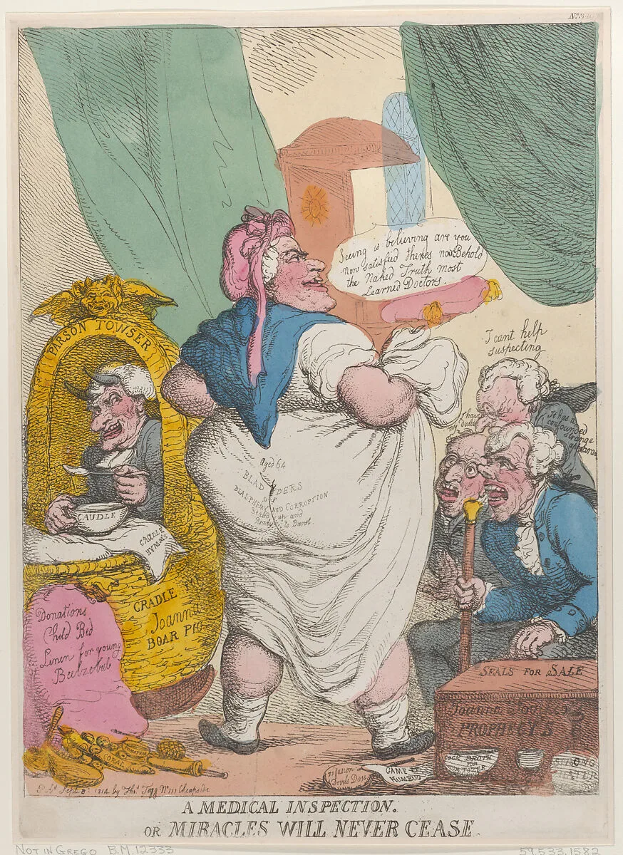 A Medical Inspection or Miracles Will Never Cease — Thomas Rowlandson|Thomas Tegg|Joanna Southcott