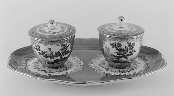 Stand with jam pots (plateau à deux pots de confiture) (one of a pair) (part of a service) — Sèvres Manufactory