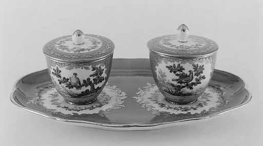 Stand with jam pots (plateau à deux pots de confiture) (one of a pair) (part of a service)