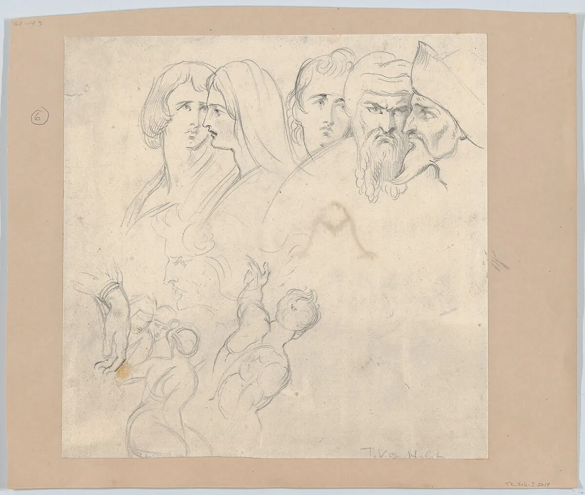 A Group of Five Heads and Further Studies — Theodor Richard Edward von Holst