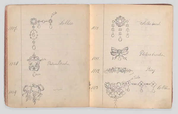 Album of designs for jewelry, gold and figurines — Rosenau & Co.|Anonymous, German, 20th century