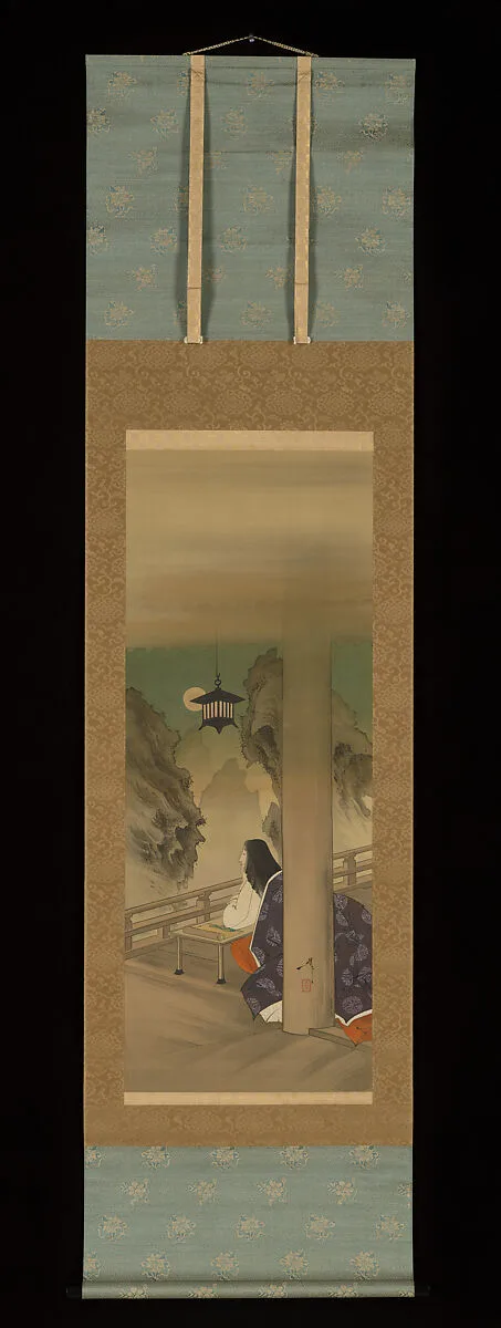 月岡芳年筆 「月百姿 石山の月」|Murasaki Shikibu at Ishiyamadera Temple, based on the print “The Moon at Ishiyama,” from the series One Hundred Aspects of the Moon (Tsuki hyakushi: Ishiyama no tsuki) — Tsukioka Yoshitoshi