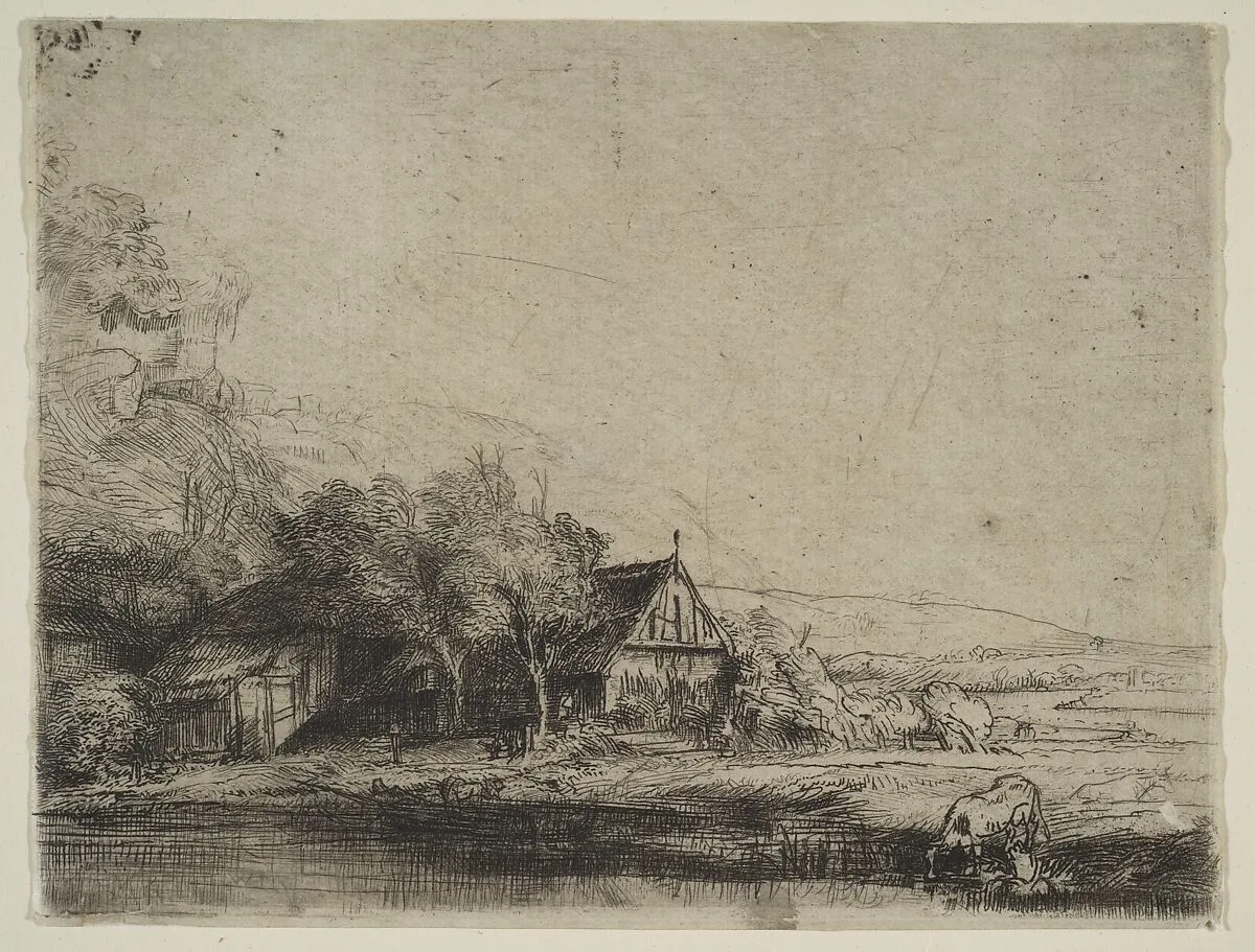 Landscape with a Cow Drinking — Rembrandt (Rembrandt van Rijn)|Claude Henri Watelet