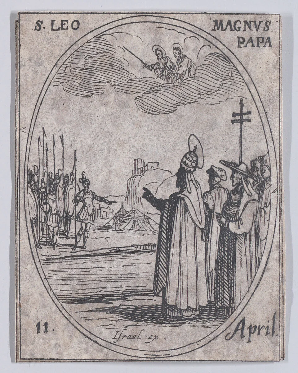 S. Léon le Grand, pape (St. Leo the Great, Pope), April 11th, from "Les Images De Tous Les Saincts et Saintes de L'Année" (Images of All of the Saints and Religious Events of the Year) — Jacques Callot|Israël Henriet