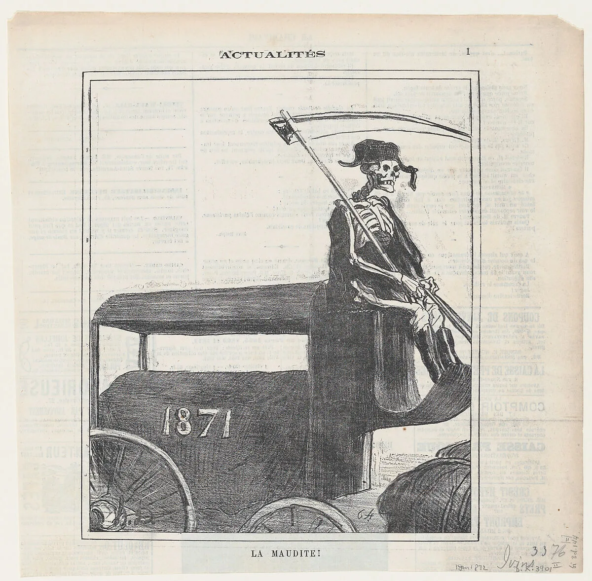 The cursed year!, from 'News of the day,' published in Le Charivari, January 1, 1872 — Honoré Daumier