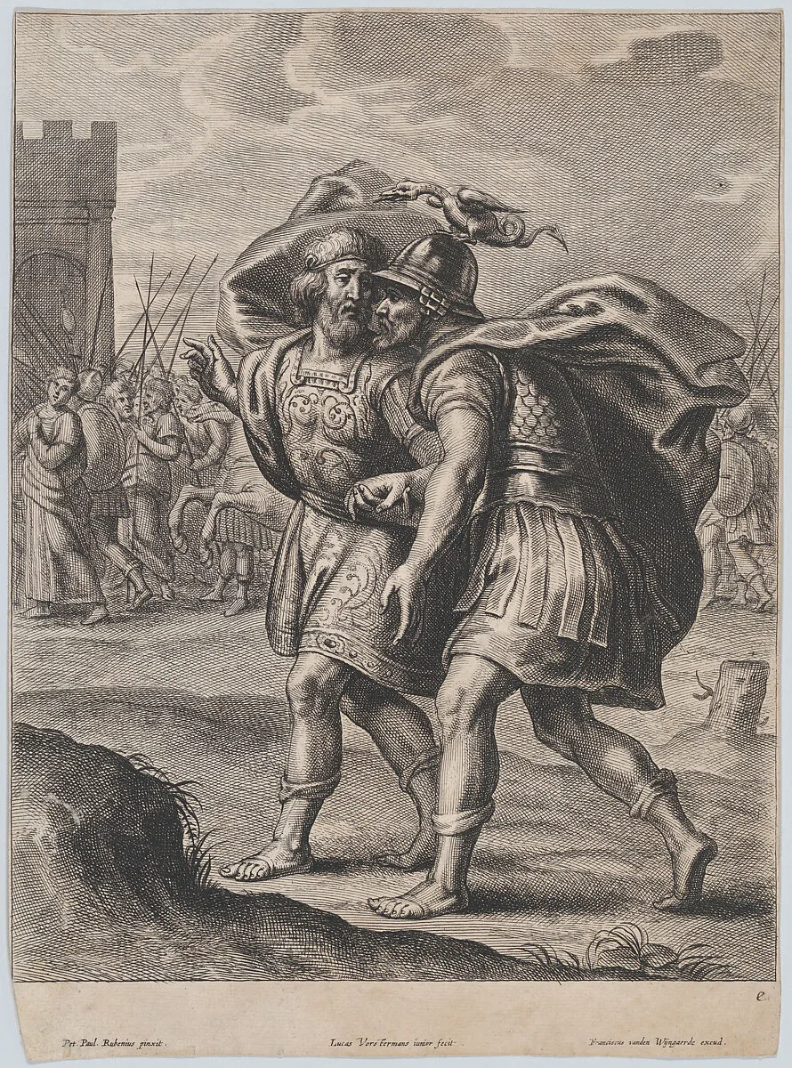 Achilles and Priam, in conversation outside of Troy — Lucas Vorsterman II|Frans van den Wyngaerde|Peter Paul Rubens