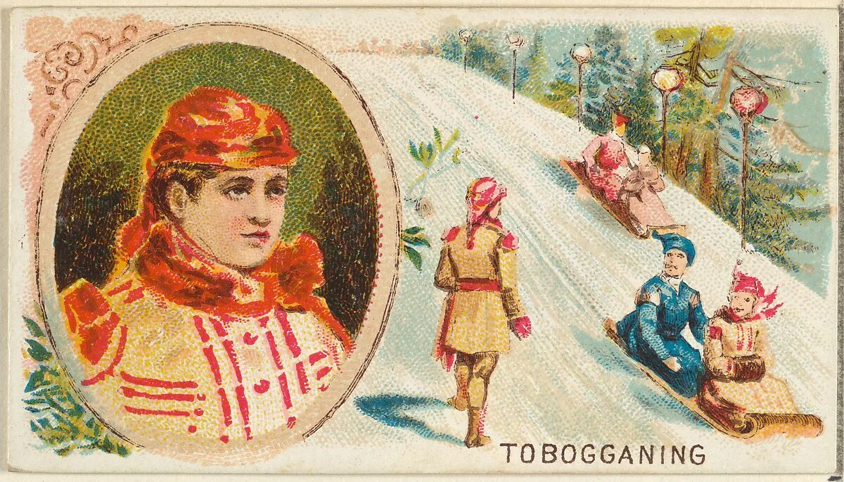 Tobogganing, from the Games and Sports series (N165) for Old Judge Cigarettes — Goodwin & Company