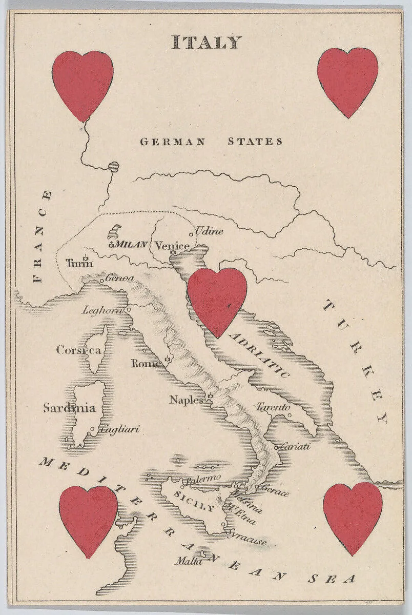 Italy, from "Court Game of Geography" — William and Henry Rock