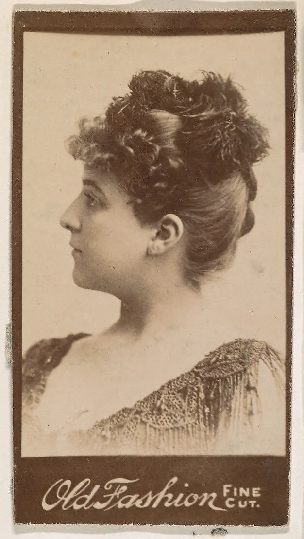 Portrait of actress in profile, from the Actresses series (N664) promoting Old Fashion Fine Cut Tobacco — Unknown
