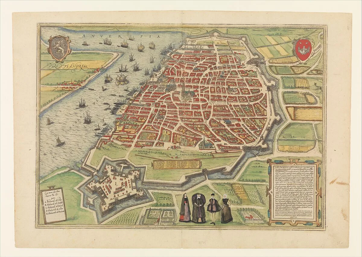 View of Antwerp from Braun and Hogenberg's Civitates Orbis Terrarum — Cornelius Caymox|Frans Hogenberg|Simon Novellanus|Georg Braun|Joris Hoefnagel