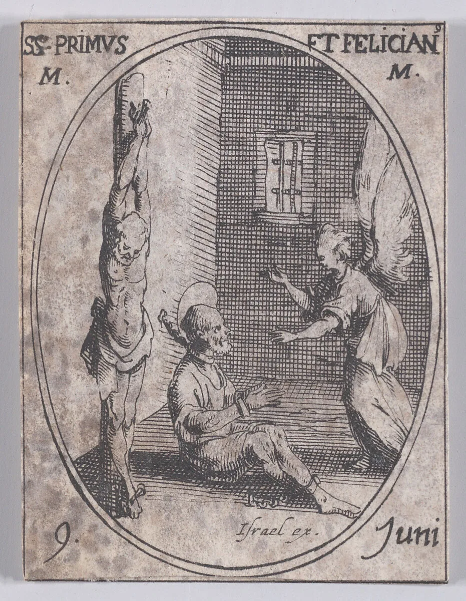 S. Prime et S. Félicien, martyrs (St. Primus and St. Felician, Martyrs), June 9th, from "Les Images De Tous Les Saincts et Saintes de L'Année" (Images of All of the Saints and Religious Events of the Year) — Jacques Callot|Israël Henriet
