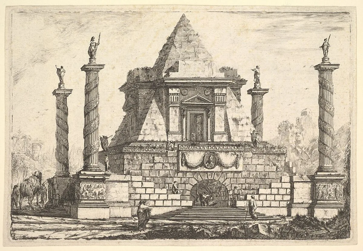 Imaginary Architecture with Camel and Figures, after Della Bella — Pierre Moreau