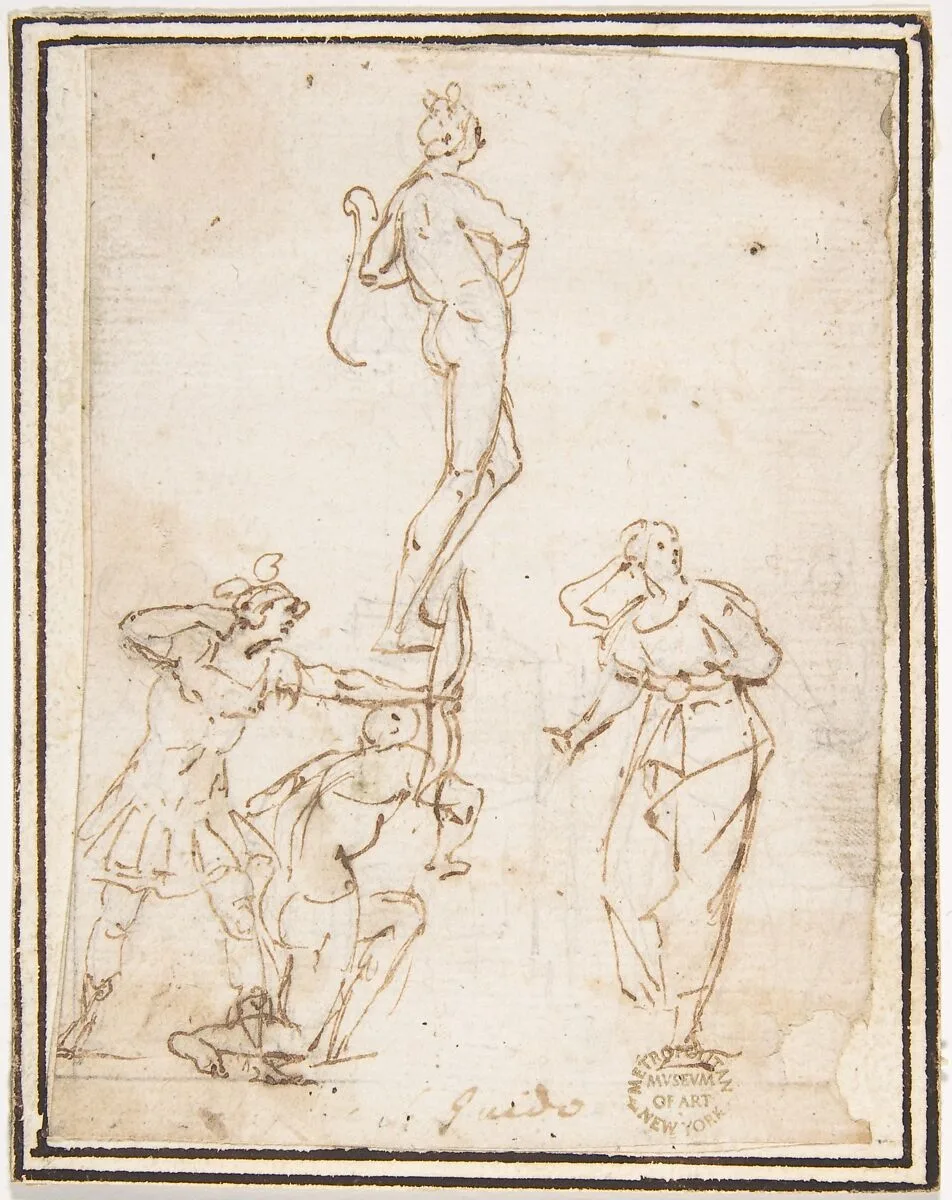 Four Figures Studies, One of a Standing Archer — Francesco Allegrini