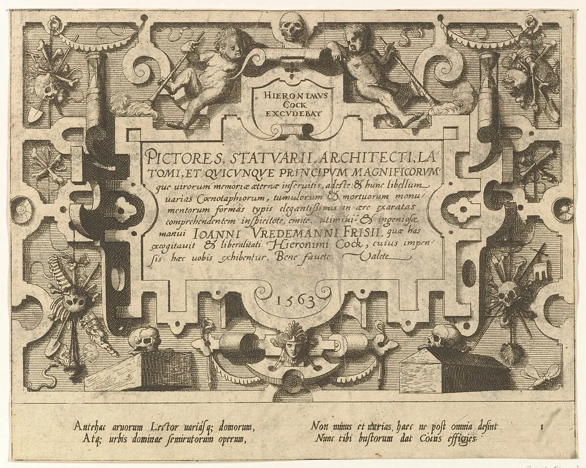 Cœnotaphiorum (title page) — Hans Vredeman de Vries|Johannes van Doetecum I|Lucas van Doetecum|Hieronymus Cock