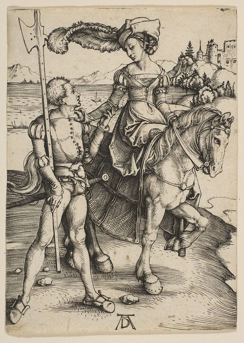 The Lady on Horseback and the Lansquenet — Albrecht Dürer