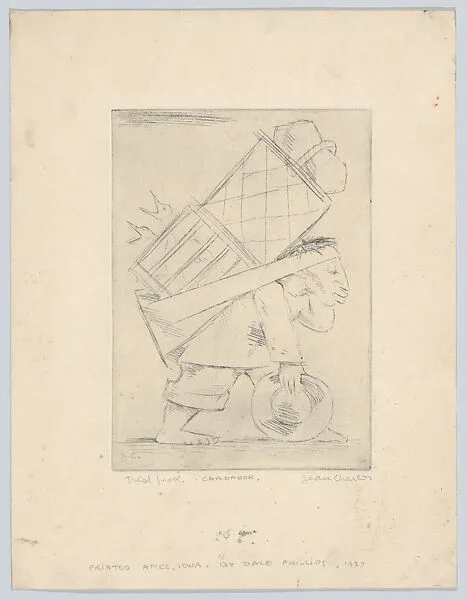 A man carrying birds in a box on his back (Cargador) — Jean Charlot|Dale Phillips