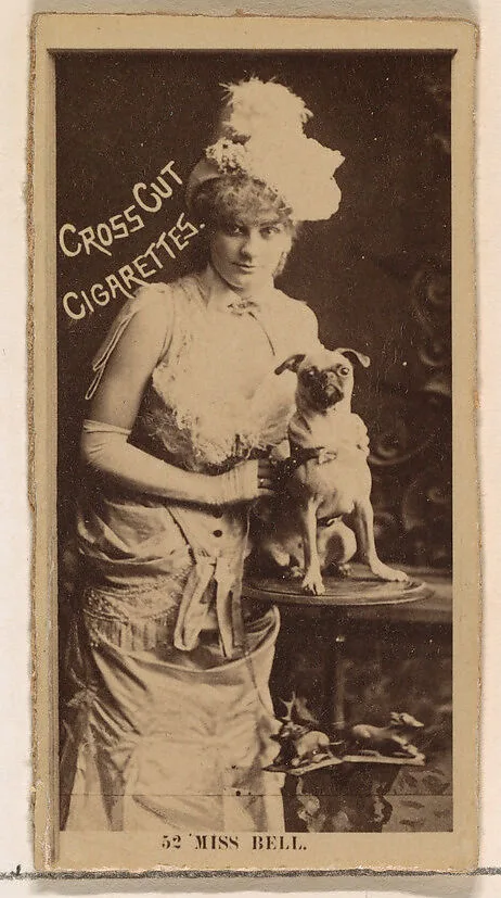 Card Number 52, Miss Bell, from the Actors and Actresses series (N145-2) issued by Duke Sons & Co. to promote Cross Cut Cigarettes — W. Duke, Sons & Co.